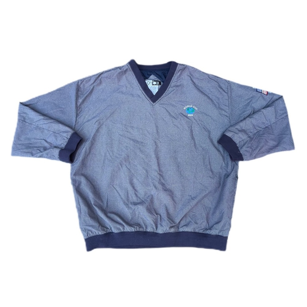 Vintage Team USA World Cup 2003 Houndstooth Pullover Navy Blue Sweater Jacket